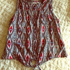 Button up tie, boho, summer top